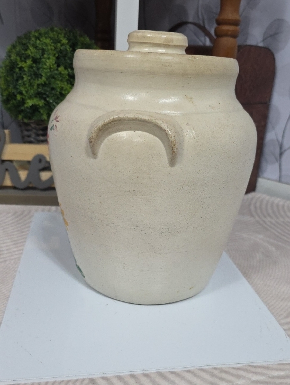 Hand-Painted Floral Ceramic Crock - Cream - Picture 7 of 12